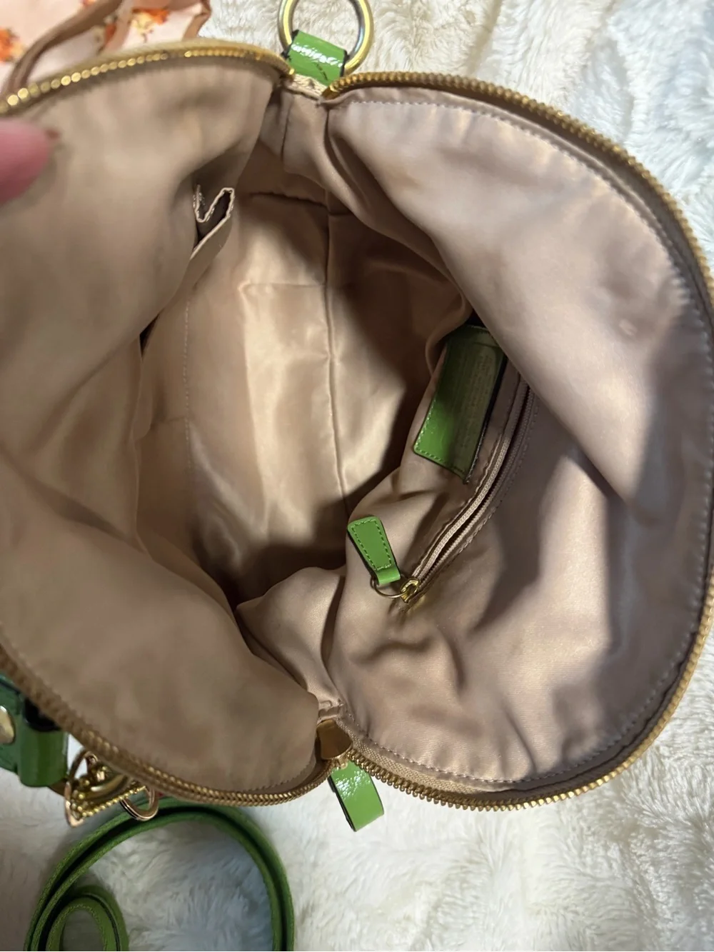 Y2K Coach Poppy Daisy Satchel beige and green double way style